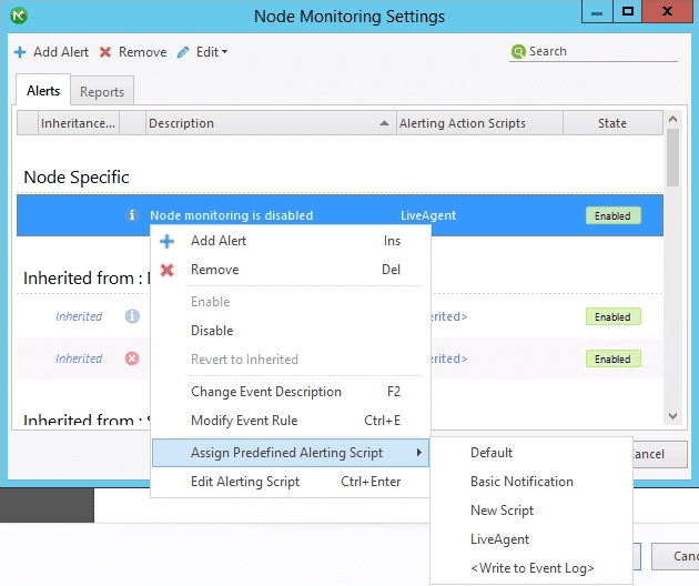 configuración de monitoreo de nodos