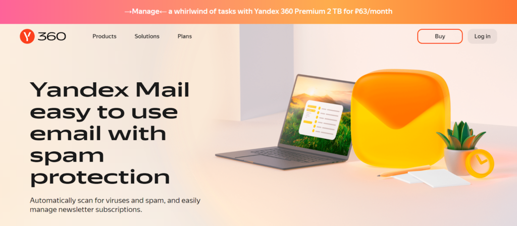 Página de inicio de Yandex Mail