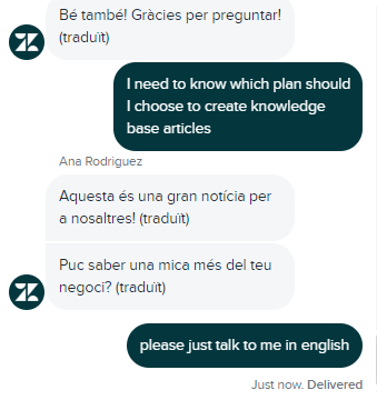 Zendesk Suite chatbot's language problem