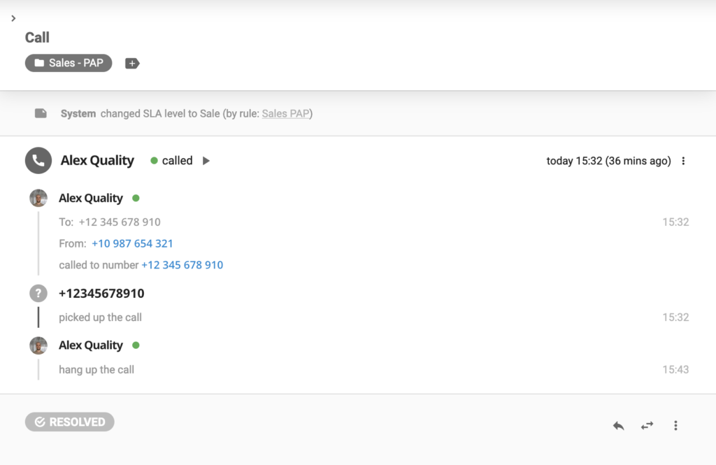 Registros de detalles de llamadas en LiveAgent