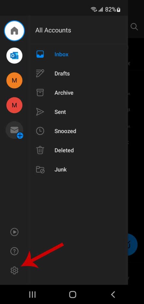 Subprocesos de correo electrónico de Outlook en dispositivos móviles, paso 2