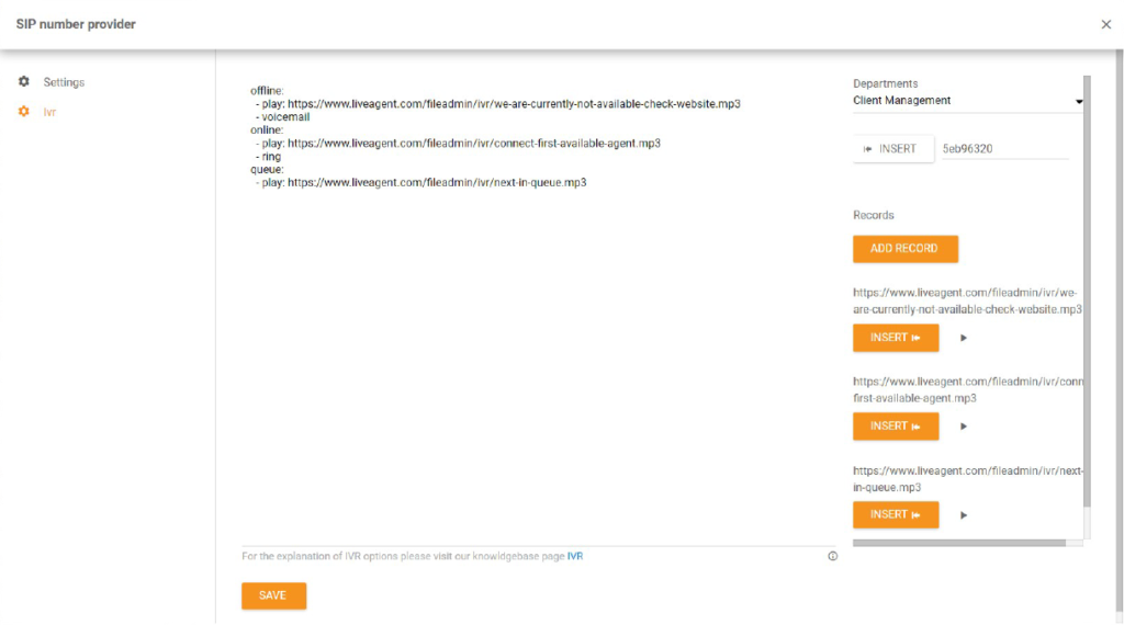 ivr settings