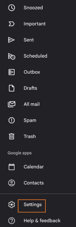 Configuración en la aplicación Gmail