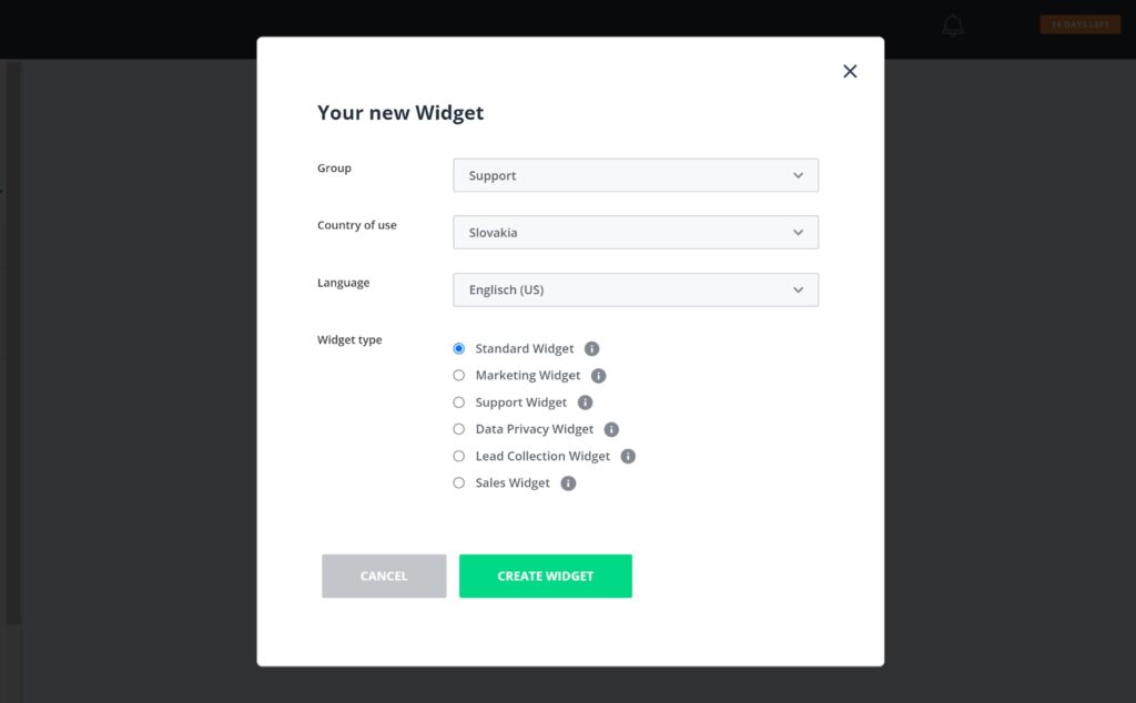 Userlike - agregar nuevo widget